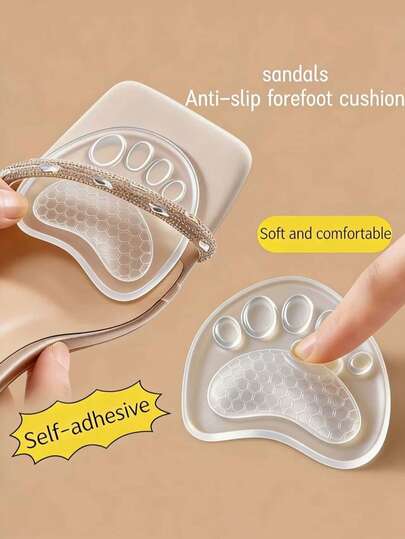 QKC 1 Pair Summer High Heel Forefoot Anti-Slip Pads, Sponge Material Sweat-Absorbing Cushion Comfortable Insoles, Suitable For Women With Sweaty Feet