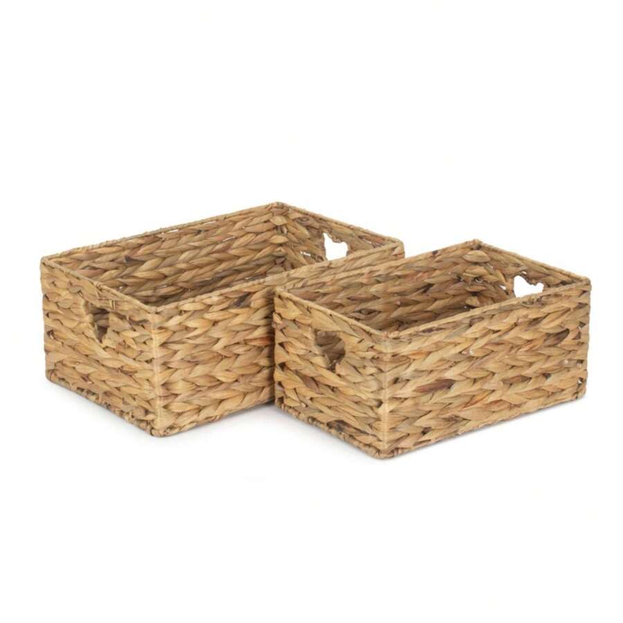 Red Hamper Small Rectangular Water Hyacinth Storage Basket - Transparent Black Model - View 1