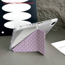 1pc Lavender Polka Dot Protective Folio Tablet Case With Pen Holder, Multi-Angle Stand, Compatible With IPad 10.9/10.2/ Air 5th Gen/Pro 11/10th/9.7/Air 2/7th/8th Gen/Air 4/5/ Air 13/11(M3 2025)/ 11(A16 2025) - Multicolor - View 5