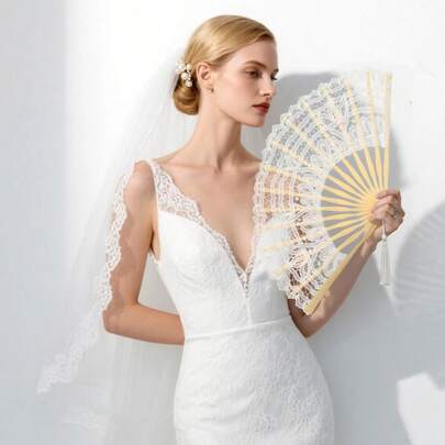 1 chiếc quạt tay gấp kiểu Pháp cổ điển màu đen/trắng/be, ren thêu hoa, có tua rua, tiện dụng cho mọi mùa, thích hợp cho khiêu vũ, tiệc tùng, tự làm đồ thủ công, đám cưới