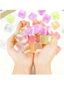 1/6/12/24/52个成人挤压球玩具，冰块形状减压挤压玩具 - 方形挤压球感官玩具，减压球，挤压立方体减压玩具，小号，生日派对礼物，礼品袋填充物，款式和颜色随机 - 彩色 - 查看 6