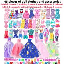 10pcs Fashion Doll Clothes Set, Suitable For 11.5 Inch Dolls, 5pcs Casual Dresses + 5 Pairs Fashionable Shoes, Doll Accessories, Polyester, Doll Combo (Doll Not Included) - Multicolor - View 9