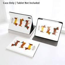 3件套可爱腊肠犬图案PU皮革支架手机壳，带笔槽，720度旋转支架，自动休眠/唤醒功能，兼容荣耀、平板电脑、苹果等设备 - 彩色 - 查看 8