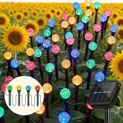 20pcs LED Solar Bubble Lights, 8 Modes & Smart Light Sensor, IPX4 Waterproof Outdoor Garden Path Marker Lights For Lawn, Walkway, Camping, Wedding, Christmas Decor