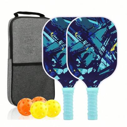 1 Set de 2 palas de fibra de carbono con 4 pelotas, certificado USAPA, con alta fricción superficial, set de raquetas de pickleball adecuado para hombres y mujeres, incluye bolsa de transporte
