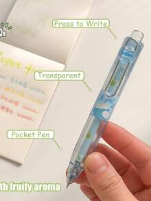 1/4 PCS Fun Fruit-Scented Pocket Pens With 0.5Mm Quick-Drying Gel Ink, Stylish And Minimalist Transparent Pens For Journaling And Drawing - Multicolor - View 7