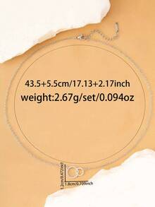 1pc Minimalist Chic Interlocking Chain Necklace, Micro-Inlaid Zirconia, Versatile For Daily Wear - White - View 2