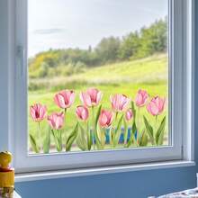 1 szt. 20x40 cm Przezroczysta naklejka na szkło Tulip, przezroczysta, niewidoczna, samoprzylepna, nieuszkadzająca dekoracji okiennej - Wielokolorowe - Zobacz 3