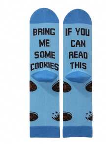 1 đôi tất nam màu xanh nhạt in họa tiết sữa sô cô la, tất dài đến bắp chân, kiểu dáng độc đáo, mềm mại, thoáng khí, phù hợp cho mọi mùa, món quà tuyệt vời. - Nhiều màu - Xem 4