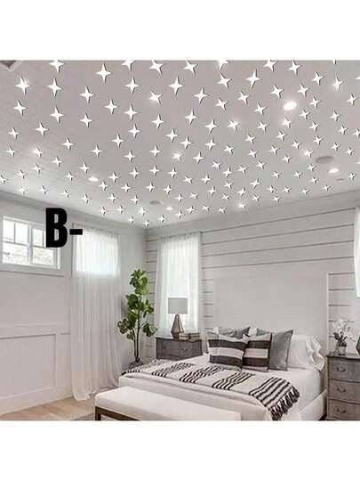 100片亚克力星星镜面墙贴 卡通星空墙贴 儿童房墙贴 家居装饰 可爱星空艺术壁画