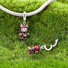 1 pieza Conjunto de cuentas de encanto de color plateado con esmalte de fantasía gótica, con diablo brillante, segador siniestro, gnomo y mago, hebillas universales compatibles con pulseras europeas, ideal para Halloween, cumpleaños y uso diario gótico - Plateado - Ver 3