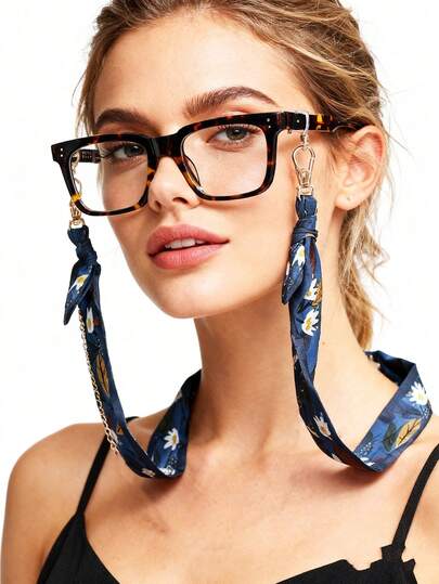 1pc Printed Fabric Sunglass Strap, Spring Women's Anti-Slip Glasses Holder, Eyeglasses Chain, Reading Glasses Cord, Creative Mask Lanyard, Gift Idea