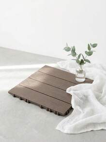 DIY Interlocking Patio/Yard Floor Tiles, Plastic Outdoor Balcony Ground Covering - Coffee Brown - View 3