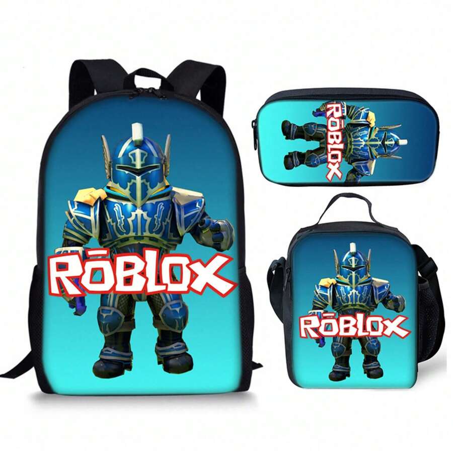 3D Game Backpack Set - New Year Gift For Pupils, Large Capacity School Bag With Lunch Bag - 15 - View 1