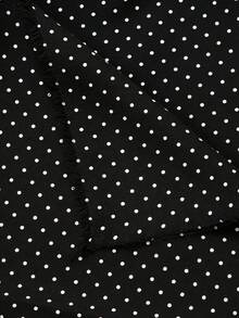1块经典黑白波点面料，四向弹力印花波点布，法式优雅连衣裙DIY预裁面料 - 黑色 - 查看 3