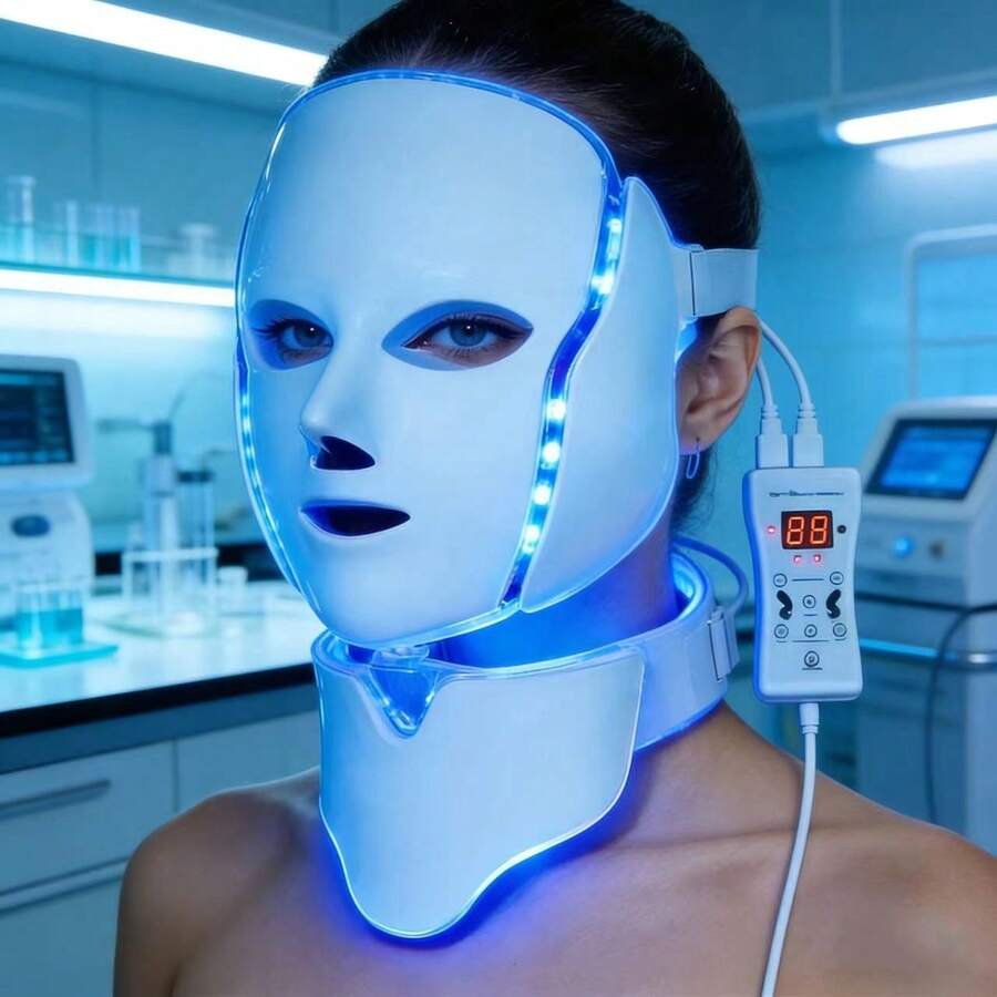 [LED Facial Mask] 7 Colors LED Facial Mask Device - Beauty Skin Care Mask Machine, Facial Skin Care Tools For Valentine's Day And Other Festivals - 美規A型插(110-127V) - 查看 1