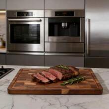 MIYORK 1pc Large Acacia Wood Grooved Cutting Board, Thick Solid Wood, Juice Groove Design, Durable Kitchen Essential With Good Aesthetics - Wood Color - View 2