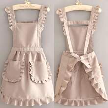 1-Piece Korean-Style Women's Apron Nail Salons, Kitchens, Coffee Shops, Workwear, Home Cooking, And Cleaning, Sleeveless Apron - 杏 - 查看 3
