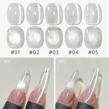 MIANEL GEL 10毫升冬日星空白色玻璃珠猫眼凝胶指甲油，白色月光灯泡水晶宽猫眼指甲油，冬季美甲凝胶指甲油，棕色美甲超白美甲，美甲沙龙女孩特别礼物美甲用品 - 彩色 - 查看 16