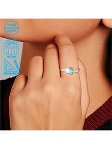 925纯银海龟造型可调节戒指，镶嵌锆石，个性化夏季海洋主题首饰 - 銀色 - 查看 5