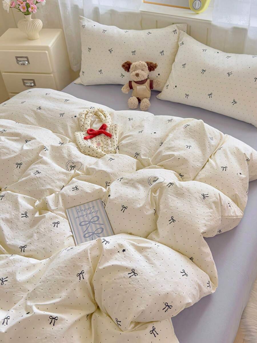 3件套涤纶复古格子印花床上用品套装，适合男孩/女孩宿舍，拉链封口，四季皆宜，柔软透气，适用于宿舍床、单人床、双人床、特大号床，可机洗（1个被套，2个枕套，不含填充物）