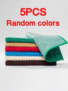 1/5/12pcs Double Sided Silver Wire Dishwashing Cloth, Kitchen Lazy Cloth Cleaning Cloth, Ultra-Fine Fiber Dishwashing Cloth - Multicolor - View 10