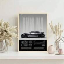 Pôster vintage de carros (sem moldura), peça de arte estética ideal para decoração de paredes, casa, garagem e quartos. Também pode ser usado como presente. Apresenta supercarros de luxo como M8, M4, R8 e RS6. - carro - Ver 3