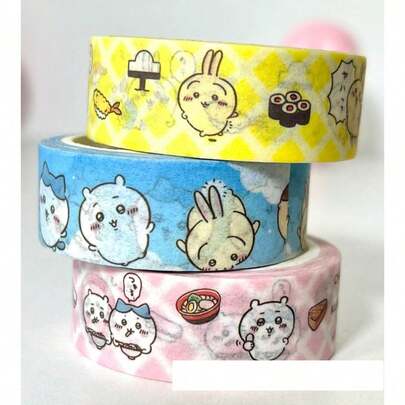 chiikawa 1 Roll Japanese Creative Cute Cartoon Stationery Decorative Washi Tape, DIY And Sticker Decoration, Random Styles, Suitable As New Year, Valentine's Day, Easter Gift