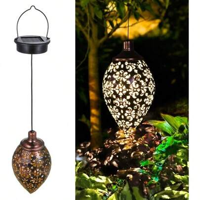 Hanging Solar Lights Solar Lantern LED Garden Lights Metal Lamp Waterproof For Outdoor Hanging Decor