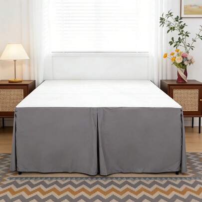 蜜月基础款床裙（1件装） - 轻盈涤纶绒面料，垂边15英寸，柔软透气，抗皱，适合T/F/Q/K尺寸床，家用及宿舍适用，通过OEKO-TEX认证，灰色