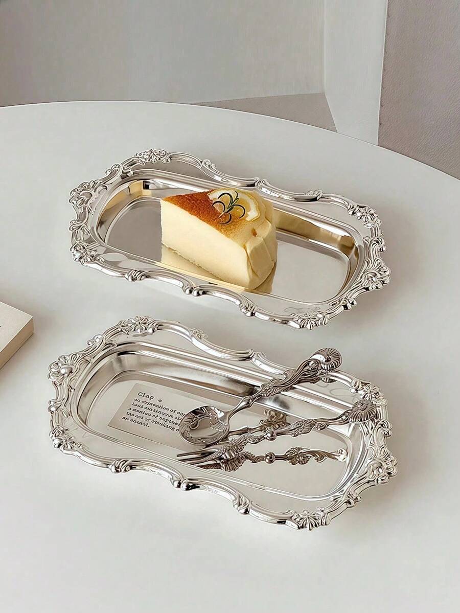 1件北欧复古风蛋糕架、甜点架、茶点托盘、首饰烛台、早餐盘 - 銀色 - 查看 1