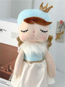 1pc 35cm/13.78in Cute Angel Princess Plush Doll, Soft Stuffed Fairy Doll With Golden Crown, Wings And Tulle Skirt, Suitable For Children Girls, Perfect For Bedroom Decor And Birthday/Christmas Gift - Baby Blue - View 5