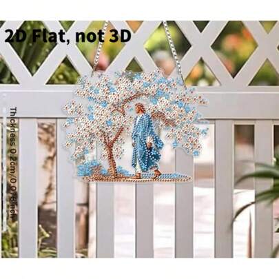2D Flat Jesus Diamond Painting Hanging Decoration Kit, Suitable For Adults; 5D Special Shape Pendant, DIY Window Decor Gift, For Home, Garden, Door, Wall Decoration