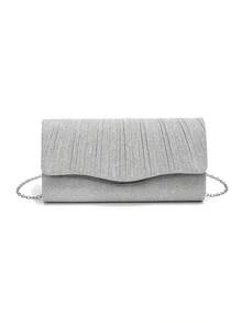 Sac de soirée brillant, sac enveloppe élégant et à la mode, sac à main pour mariage et soirée pour femmes - Argent - Voir 7