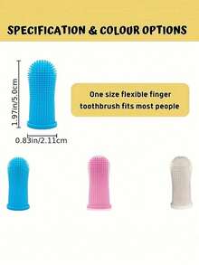 1/3支装，超柔软硅胶牙刷 - 非常适合清洁您的爱犬或爱猫的牙齿！ - 彩色 - 查看 3