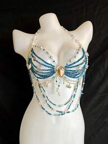 Dây chuyền đeo quanh người đính vỏ sò và ngọc trai thủ công unisex, phụ kiện áo ngực kiểu baroque gợi cảm. - vỏ bọc - Xem 4