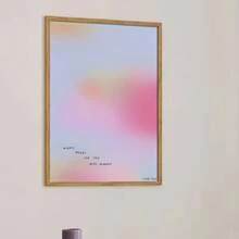 1 buc. Tablou pe pânză modern cu gradient roz și citat inspirațional, poster pentru decorul dormitorului, livingului și biroului, artă cu aură pastel soft, decor de perete, design floral abstract, poster decorativ pentru living și casă, fără ramă - A - Vizualizare 3