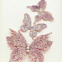 3件套粉色水钻蝴蝶DIY手工缝纫装饰，适用于衣服、鞋子、包包 - 粉紅色水鑽蝴蝶 - 查看 5