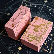 Classic Crimson Flower Chapter PET Tarot Card Gift Box Set - Complete 78 Black Gold Tarot Cards For Beginners, Tarot Card Deck With Meanings - Expert Tarot Cards, 4.7in*2.8in(12cm*7cm), Fate, Divination, Oracle Cards, Christmas, Halloween, Thanksgiving, Gift, Fortune Telling, Future, Prophecy Tarot Cards (Includes English Tarot Card Instruction Guide) - 彩色 - 查看 4