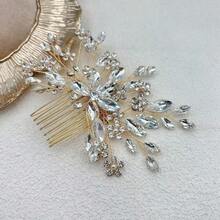 1pc Handmade Women's Crystal Hair Accessory, Pearl Embellished Hair Comb Suitable For Ball, Wedding, Banquet Valentine's Day Accessories - Silver - View 6