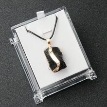 1 pieza Collar con colgante de piedra cristal natural en bruto de color asimétrico chapado, de 20~40mm, para hombres y mujeres, accesorio de joyería de cadena de suéter - collar - Ver 19