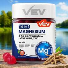 VEV Magnesium Complex Gummies For Mood Resilience – 14-In-1 Sugar-Free Vegan Formula With Ashwagandha, L-Theanine, D3 & Zinc, Supports Cortisol Balance & Focus, 90 Count Mixed Berry - 1 mặt hàng - Xem 1