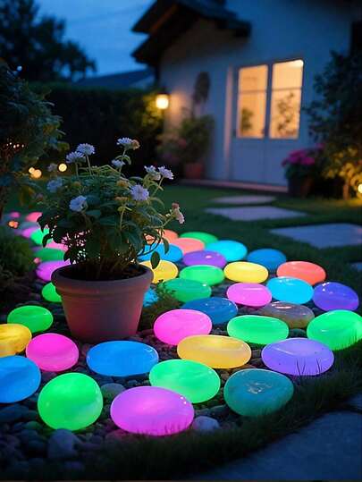 1000pcs Glow-In-The-Dark Pebbles, Colorful Luminous Stones, Suitable For Garden, Lawn, Courtyard, Home & Outdoor Walkway, Corridor, Aquarium Decor. Glowing Stones Are Great For Fish Tank, Pathway, Flower Bed, Potted Plants, Driveway DIY Design, Home Decor