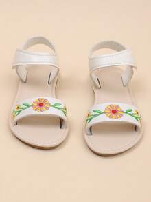 2026新款女童花卉刺绣软皮乐福鞋，适合超市购物、朋友聚会、艺术展览等场合穿着。 - 白色 - 查看 3