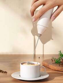 新款电动奶泡器，[单速电动奶泡器] 配有不锈钢搅拌器，适用于咖啡、抹茶、热巧克力 - 彩色 - 查看 1