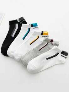 5双装男士透气网眼休闲简约轻便运动短袜，可选1/10/20/30/50/100双装 - 彩色 - 查看 5