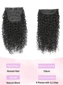 Clip In Hair Extensions 4pcs Pure Protein Silk Human Hair Extensions Long Soft Natural Hairpiece Pixie Curls Hair Extension For Women Natural Black - Natural Black - View 5