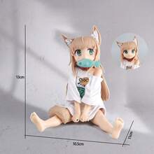 Kinopio Neko (Kinako) Anime Cat Girl Figurine, Sitting Eating Fish, Swap Face, Tassel Beaded, Exaggerated , Desktop/PC Case/Car Decor Collectible Doll For Girls & Anime Fans - Con mèo đang quỳ ăn cá: đã được đóng gói - Xem 6
