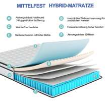 FEEOHOME Matelas respirant 140x190x25 cm, matelas hybride épais avec mousse ondulée et protection des bords, soutien ergonomique à ressorts, matelas hybride confortable avec maille 3D - Blanc - Voir 5