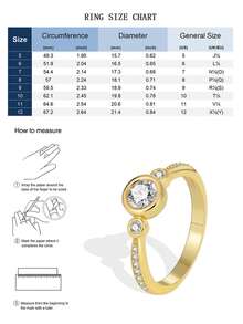 Charm-In 18K Gold Bezel Set Round Diamond Ring With Side Stones – Dainty Promise Ring - Gold - View 3
